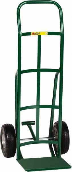 Little Giant - 600 Lb Capacity 47" OAH Hand Truck with Foot Kick - 12 x 14" Base Plate, Continuous Handle, Steel, Flat-Free Microcellular Foam Wheels - Apex Tool & Supply