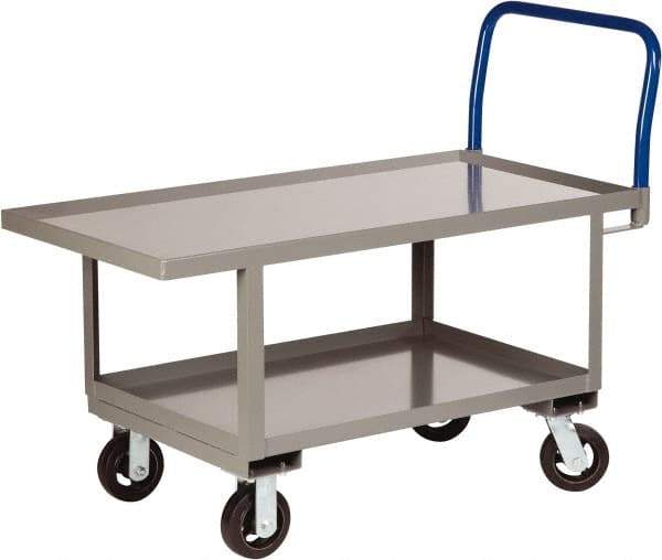 Little Giant - 2,000 Lb Capacity Steel Raised Deck Platform Truck - Steel Deck, 30" OAW, 60" Platform Length x 26" Platform Height, Mold On Rubber Casters - Apex Tool & Supply