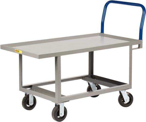 Little Giant - 2,000 Lb Capacity Steel Raised Deck Platform Truck - Steel Deck, 30" OAW, 48" Platform Length x 26" Platform Height, Mold On Rubber Casters - Apex Tool & Supply