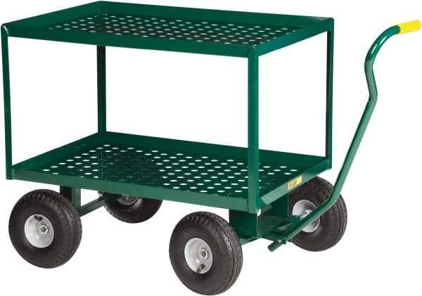 Little Giant - 1,200 Lb Capacity Steel 2-Tier Wagon - Steel Deck, 24" OAW, 36" Platform Length x 39" Platform Height, Pneumatic Casters - Apex Tool & Supply
