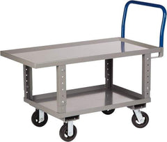 Little Giant - 2,000 Lb Capacity Steel Raised Deck Platform Truck - Steel Deck, 24" OAW, 48" Platform Length x 35-1/2" Platform Height, Mold On Rubber Casters - Apex Tool & Supply