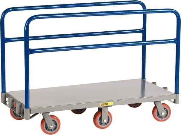 Little Giant - 3,600 Lb Capacity Steel 6-Wheeled Platform Truck - Steel Deck, 30" OAW, 48" Platform Length x 9" Platform Height, Polyurethane Casters - Apex Tool & Supply