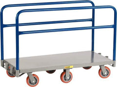 Little Giant - 3,600 Lb Capacity Steel 6-Wheeled Platform Truck - Steel Deck, 30" OAW, 72" Platform Length x 9" Platform Height, Polyurethane Casters - Apex Tool & Supply