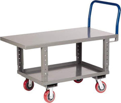 Little Giant - 2,000 Lb Capacity Steel Raised Deck Platform Truck - Steel Deck, 30" OAW, 60" Platform Length x 35-1/2" Platform Height, Polyurethane Casters - Apex Tool & Supply