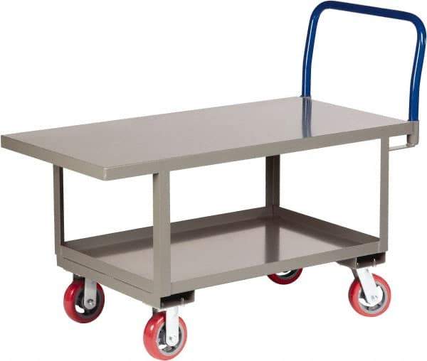Little Giant - 2,000 Lb Capacity Steel Raised Deck Platform Truck - Steel Deck, 30" OAW, 48" Platform Length x 26" Platform Height, Polyurethane Casters - Apex Tool & Supply