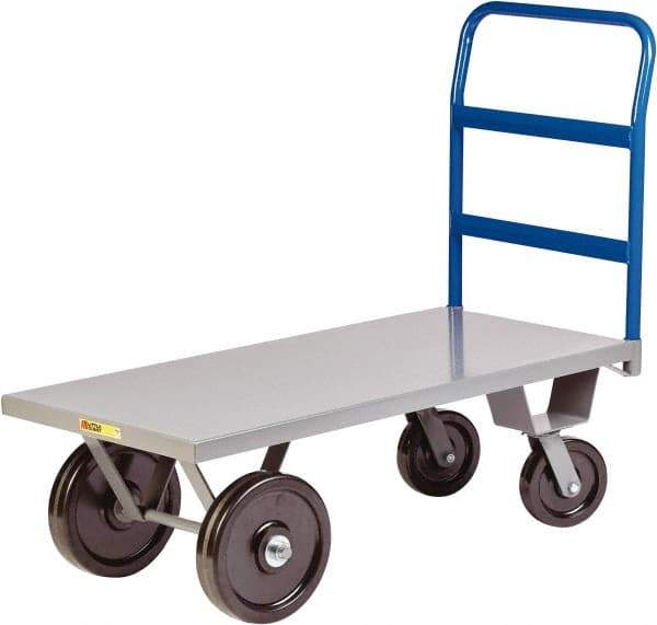 Little Giant - 5,000 Lb Capacity Steel Heavy Duty Platform Truck - Steel Deck, 30" OAW, 48" Platform Length x 16-1/2" Platform Height, Phenolic Casters - Apex Tool & Supply