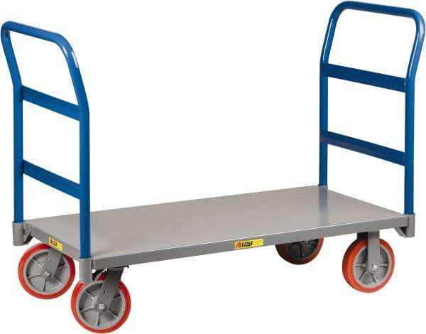 Little Giant - 3,600 Lb Capacity Steel Double End Rack Platform Truck - Steel Deck, 36" OAW, 60" Platform Length x 11" Platform Height, Polyurethane Casters - Apex Tool & Supply