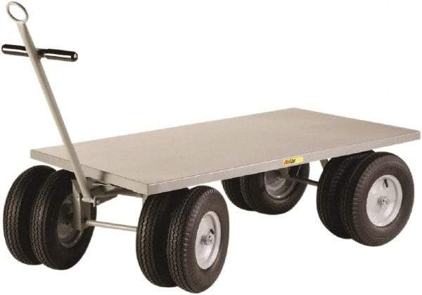 Little Giant - 3,000 Lb Capacity Steel 8 Wheeler Wagon Truck - Steel Deck, 36" OAW, 72" Platform Length x 18-1/4" Platform Height, Pneumatic Casters - Apex Tool & Supply