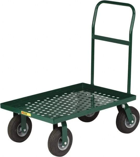 Little Giant - 1,000 Lb Capacity Steel Perforated Deck Platform Truck - Steel Deck, 24" OAW, 48" Platform Length x 11" Platform Height, Pneumatic Casters - Apex Tool & Supply