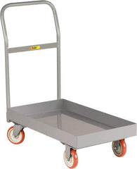 Little Giant - 1,200 Lb Capacity Steel Platform Truck - Steel Deck, 18" OAW, 32" Platform Length x 6-1/2" Platform Height, Polyurethane Casters - Apex Tool & Supply