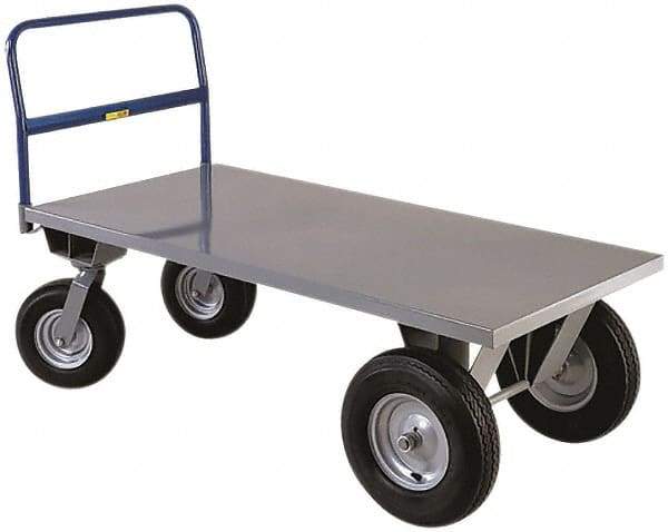 Little Giant - 2,500 Lb Capacity Steel High Deck Platform Truck - Steel Deck, 30" OAW, 72" Platform Length x 21" Platform Height, Pneumatic Casters - Apex Tool & Supply