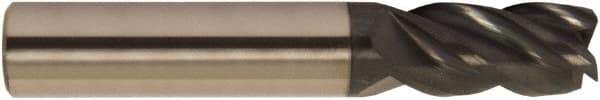 Accupro - 7/16", 4 Flute, Single End, Solid Carbide, 0.09" Corner Radius End Mill - 2-3/4" OAL, 38° Helix, Right Hand Flute, 7/8" LOC, Right Hand Cut - Apex Tool & Supply