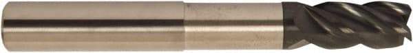 Accupro - 3/16", 4 Flute, Single End, Solid Carbide, 0.01" Corner Radius End Mill - 3" OAL, 38° Helix, Right Hand Flute, 7/32" LOC, Right Hand Cut, 1/2" Extended Reach - Apex Tool & Supply
