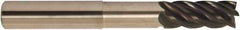Accupro - 3/8", 5 Flute, Single End, Solid Carbide, 0.06" Corner Radius End Mill - 4" OAL, 38° Helix, Right Hand Flute, 1/2" LOC, Right Hand Cut, 1-1/8" Extended Reach - Apex Tool & Supply