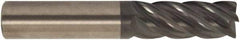 Accupro - 5/8", 5 Flute, Single End, Solid Carbide, 0.12" Corner Radius End Mill - 5" OAL, 38° Helix, Right Hand Flute, 2-1/2" LOC, Right Hand Cut - Apex Tool & Supply