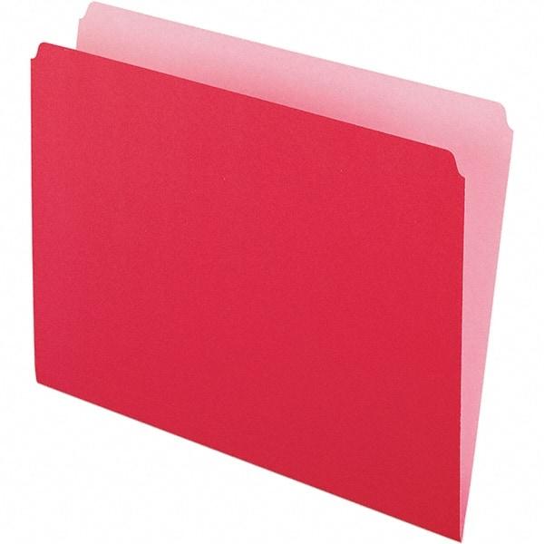 Pendaflex - 9-1/2 x 11-5/8", Letter Size, Red/Light Red, File Folders with Top Tab - 11 Point Stock, Straight Tab Cut Location - Apex Tool & Supply