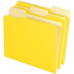 Pendaflex - 11-5/8 x 9-3/16", Letter Size, Yellow, File Folders with Top Tab - 11 Point Stock, Assorted Tab Cut Location - Apex Tool & Supply