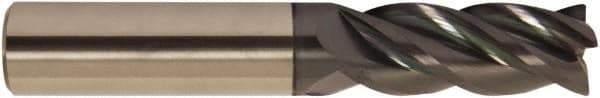 Accupro - 1", 4-1/4" LOC, 1" Shank Diam, 7" OAL, 4 Flute, Solid Carbide Square End Mill - Single End, AlTiCrN Finish, Spiral Flute, 38° Helix, Centercutting, Right Hand Cut, Right Hand Flute, Series HS - Apex Tool & Supply