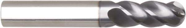 Niagara Cutter - 25mm Diam, 75mm LOC, 4 Flute Solid Carbide Ball End Mill - AlTiN Finish, Single End, 147mm OAL, 25mm Shank Diam, Spiral Flute - Apex Tool & Supply