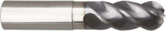 Niagara Cutter - 1" Diam, 2" LOC, 4 Flute Solid Carbide Ball End Mill - AlTiN Finish, Single End, 5" OAL, 1" Shank Diam, Spiral Flute - Apex Tool & Supply