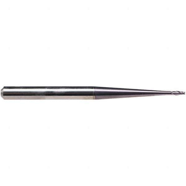 Emuge - 2mm Diam, 3mm LOC, 2 Flute Solid Carbide Roughing & Finishing End Mill - TiAlN Finish, 80mm OAL, 6mm Shank Diam, Cylindrical Shank, 30° Helix, Extra Long Length - Apex Tool & Supply