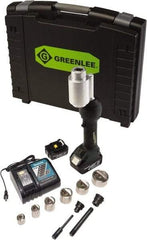 Greenlee - 15 Piece, 0.88 to 2.4165" Punch Hole Diam, Hydraulic Knockout Set - Round Punch, 10 Gage Stainless Steel, 10 Gage Mild Steel - Apex Tool & Supply