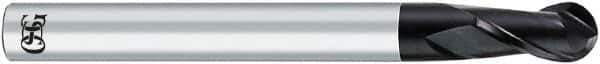 OSG - 7mm Diam, 14mm LOC, 2 Flute Solid Carbide Ball End Mill - WXL Finish, Single End, 140mm OAL, 6mm Shank Diam - Apex Tool & Supply