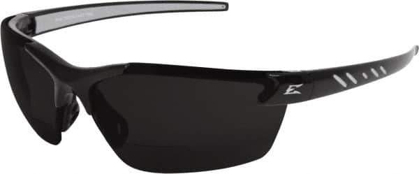 Edge Eyewear - +2, Smoke Gray Lenses, Scratch Resistant, Framed Magnifying Safety Glasses - UV Protection, Black/Gray Nylon Frame, ANSI, MCEPS - Apex Tool & Supply