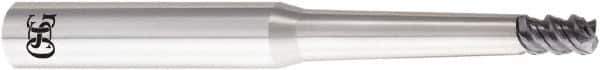 OSG - 4mm, 3 Flute, Single End, Solid Carbide, 1mm Corner Radius End Mill - 80mm OAL, 55° Helix, Right Hand Flute, 6mm LOC, Right Hand Cut, 35mm Extended Reach - Apex Tool & Supply