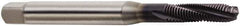 Seco - M8x1.25 Metric 3 Flute 6H Modified Bottoming Spiral Flute Tap - Powdered Metal, TiAlN Finish, 100mm OAL, Right Hand Flute, Right Hand Thread, H6 - Apex Tool & Supply