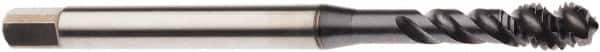 Seco - M10x1.50 Metric 3 Flute 6H Modified Bottoming Spiral Flute Tap - Cobalt, TiCN Finish, 100mm OAL, Right Hand Flute, Right Hand Thread, H6 - Apex Tool & Supply