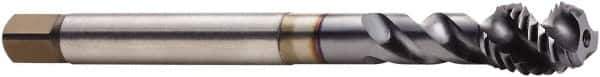 Seco - M12x1.75 Metric 3 Flute 6H Modified Bottoming Spiral Flute Tap - Cobalt, TiCN Finish, 4.3307" OAL, Right Hand Flute, Right Hand Thread, H6 - Apex Tool & Supply