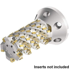 Kennametal - 56 Inserts, 2" Cut Diam, 4-5/8" Arbor Diam, 4.2236" Max Depth of Cut, Indexable Square-Shoulder Face Mill - 0° Lead Angle, 7-1/2" High, SNHJ1004.. Insert Compatibility, Through Coolant, Series HARVI Ultra 8X - Apex Tool & Supply