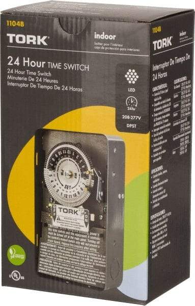 TORK nsi - 20 min to 22 hr Indoor Analog Mechanical Timer Switch - 12 On/Off, 208 to 277 Volts, 60 Hz, 11,080 Watts, 12 Modes - Apex Tool & Supply