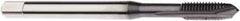 Seco - M2.2x0.45 Metric, 2 Flute, TiCN Finish, Cobalt Spiral Point Tap - Plug Chamfer, Right Hand Thread, 45mm OAL, 7mm Thread Length, 2.8mm Shank Diam, 6H Class of Fit - Exact Industrial Supply