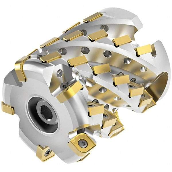 Kennametal - 28 Inserts, 2" Cut Diam, 3/4" Arbor Diam, 2.1415" Max Depth of Cut, Indexable Square-Shoulder Face Mill - 0° Lead Angle, 2-1/2" High, SNHJ1004.. Insert Compatibility, Through Coolant, Series HARVI Ultra 8X - Apex Tool & Supply