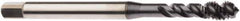 Seco - M4x0.70 Metric 3 Flute 6H Modified Bottoming Spiral Flute Tap - Cobalt, TiCN Finish, 2.4803" OAL, Right Hand Flute, Right Hand Thread, H6 - Exact Industrial Supply
