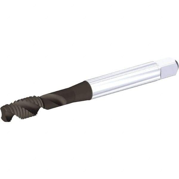 Kennametal - M12x1.75 Metric Coarse 3 Flute 6H Modified Bottoming Spiral Flute Tap - Vanadium High Speed Steel, TiN/CrC/C Finish, 110mm OAL, Right Hand Flute, Right Hand Thread, D6, Series T682 - Apex Tool & Supply