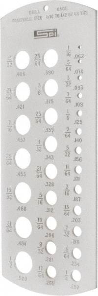 SPI - Drill Gages Minimum Hole Size (Inch): 1/16 Maximum Hole Size (Inch): 1/2 - Apex Tool & Supply