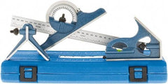 SPI - 4 Piece, 12" Combination Square Set - 1/32 & 1/64" (English/Metric) Graduation, Hardened Steel Blade, Cast Iron Center, Protractor & Square Head - Apex Tool & Supply