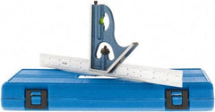 SPI - 2 Piece, 12" Combination Square Set - 1/16, 1/32, 1/64 & 1/8" (4R) Graduation, Hardened Steel Blade, Hardened Steel Square Head - Apex Tool & Supply