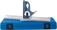 SPI - 2 Piece, 12" Combination Square Set - 1/16, 1/32, 1/64 & 1/8" (4R) Graduation, Hardened Steel Blade, Cast Iron Square Head - Apex Tool & Supply