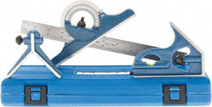 SPI - 4 Piece, 12" Combination Square Set - 1/100, 1/32, 1/50 & 1/64" (16R) Graduation, Hardened Steel Blade, Hardened Steel Center, Protractor & Square Head - Apex Tool & Supply