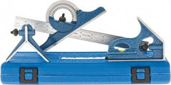 SPI - 4 Piece, 12" Combination Square Set - 1/16, 1/32, 1/64 & 1/8" (4R) Graduation, Hardened Steel Blade, Cast Iron Center, Protractor & Square Head - Apex Tool & Supply