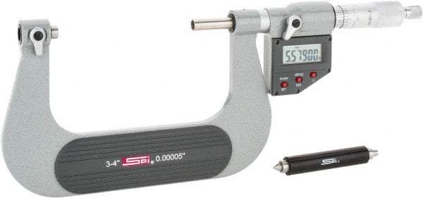 SPI - 75 to 100mm Range, Electronic Screw Thread Micrometer - Ratchet Stop Thimble, 0.00005" Graduation, 0.0002" Accuracy - Apex Tool & Supply