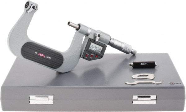 SPI - 50 to 75mm Range, Electronic Screw Thread Micrometer - Ratchet Stop Thimble, 0.00005" Graduation, 0.0002" Accuracy - Apex Tool & Supply