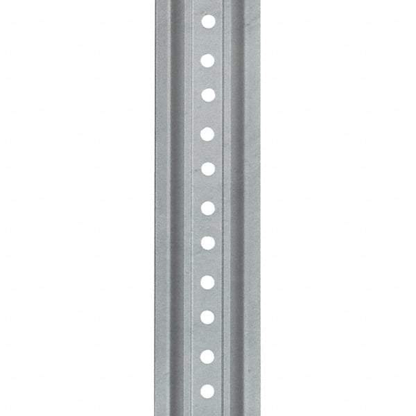 Nucor - 7' High, Galvanized Traffic Sign Post - Steel, 3/8" Hole Diam, Silver - Apex Tool & Supply
