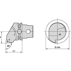 Kennametal - Left Hand Cut, Size KM50, CC.. Insert Compatiblity, Internal or External Modular Turning & Profiling Cutting Unit Head - 35mm Ctr to Cutting Edge, 50mm Head Length, Through Coolant, Series S-Clamping - Apex Tool & Supply