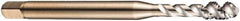 DORMER - M2x0.40 Metric Coarse 3 Flute 6H Bottoming Spiral Flute Tap - Cobalt, Bright Finish, 45mm OAL, Right Hand Flute, Right Hand Thread, Series EX006H - Apex Tool & Supply