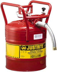Justrite - 5 Gal Brass Type II DOT Safety Can - 17-1/2" High x 11-3/4" Diam, Red - Apex Tool & Supply